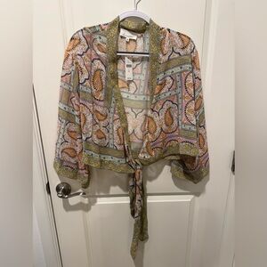 Anthropologie Floral Kimono in Green and Pink New With Tags